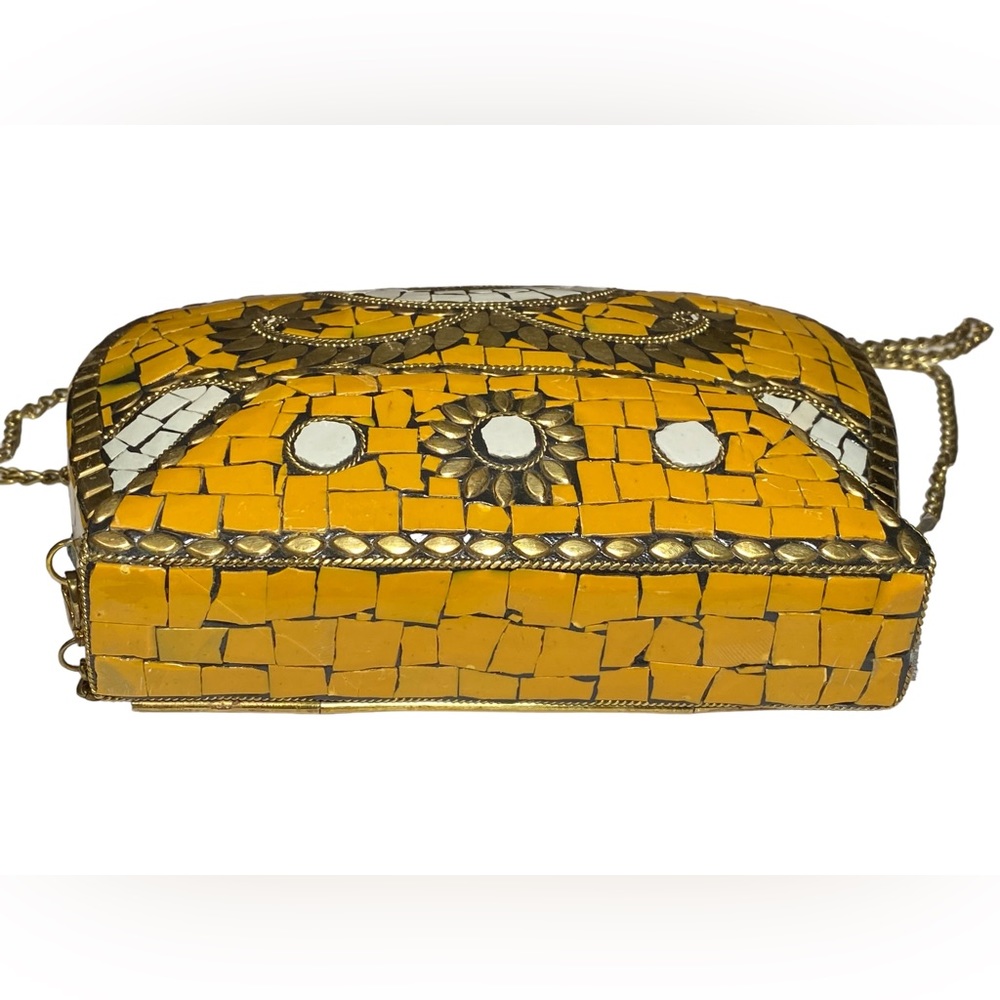 Antik Kraft Mosaic Pattern Yellow and Gold Women's Bag - Picture 6 of 13